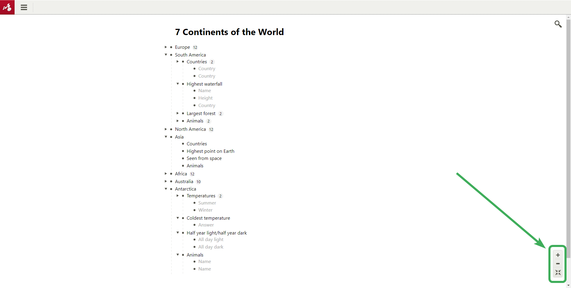 Zoom in and out your outline 1