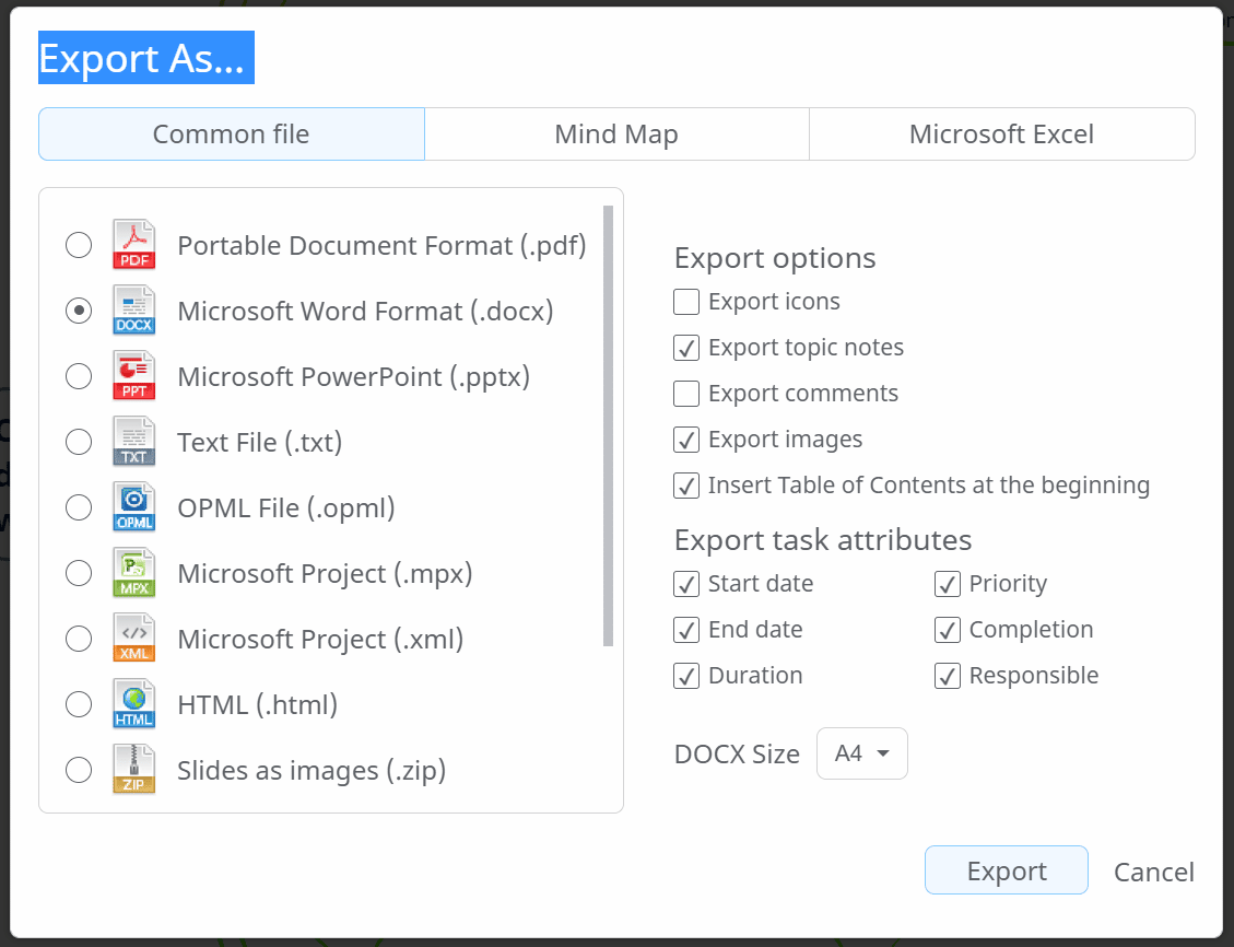 Creating documents with Mindomo Figure 6