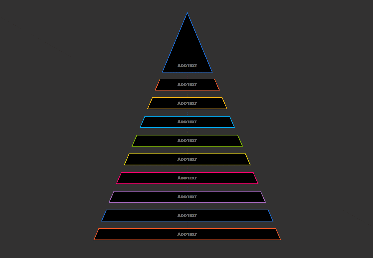 Pyramid chart mind map template (black)