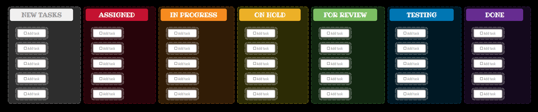 dark kanban template