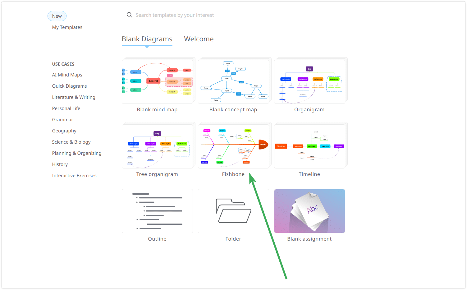 create fishbone diagram using Mindomo layout