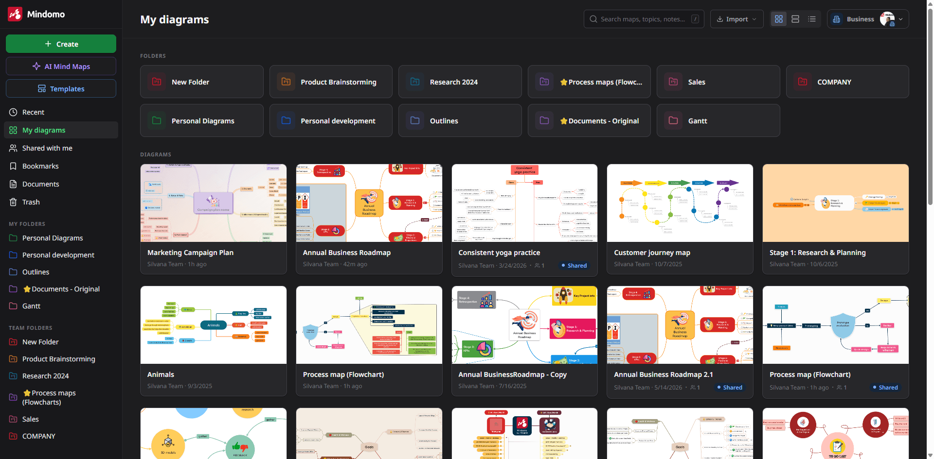Mindomo dark mode
