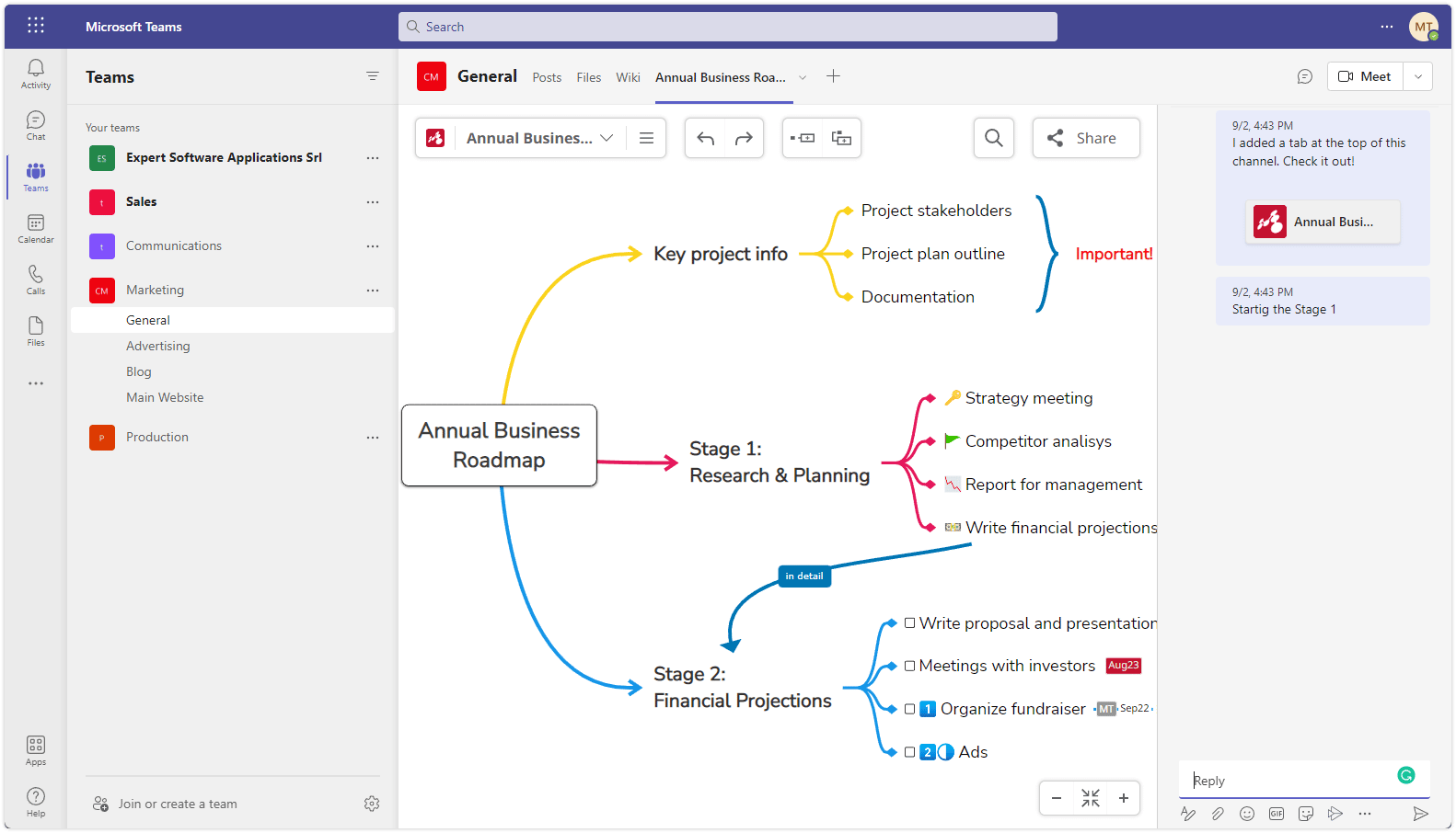 Mindomo for Microsoft Teams in Channel