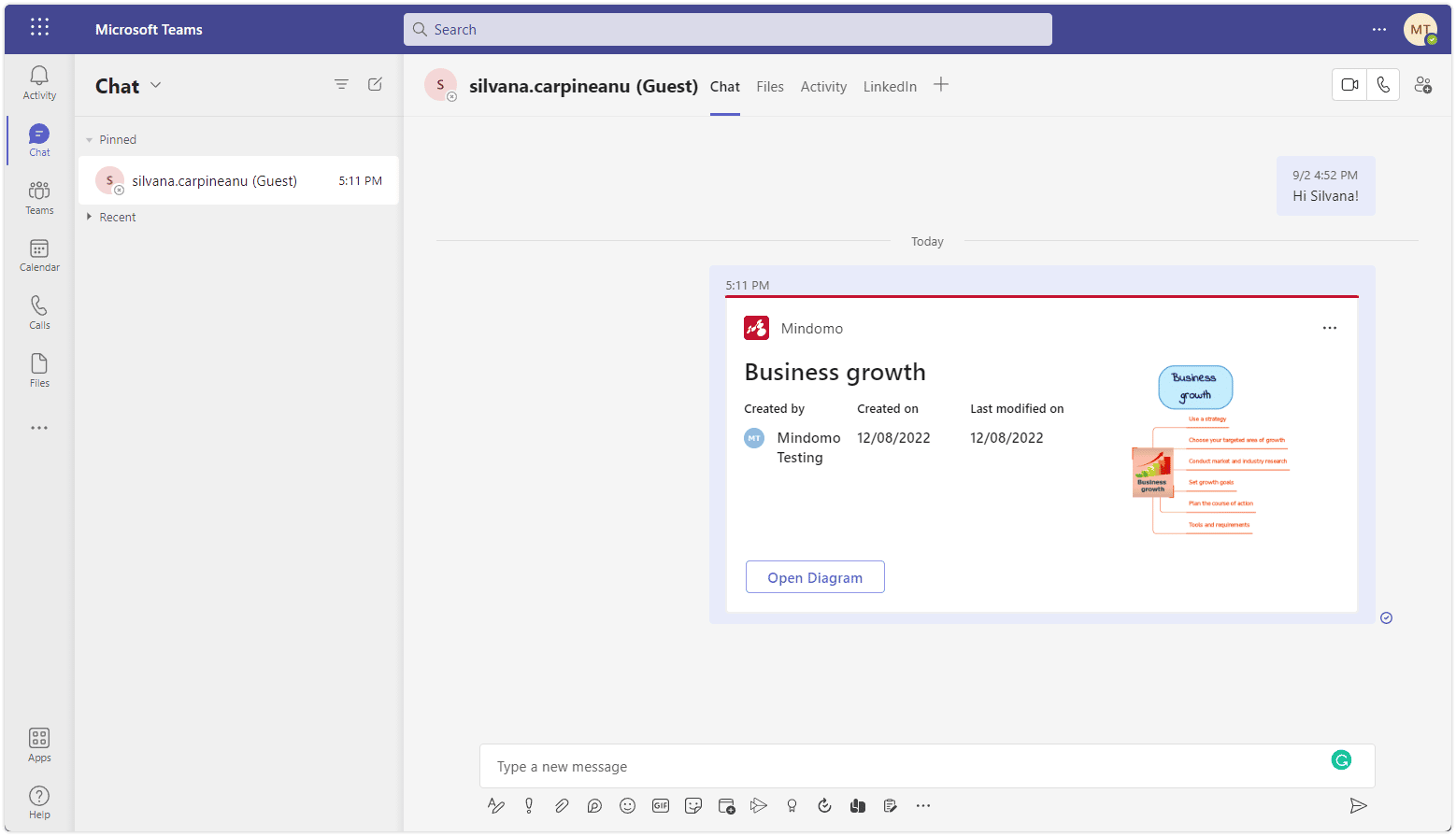 Mindomo for Microsoft Teams in Channel - chat integration
