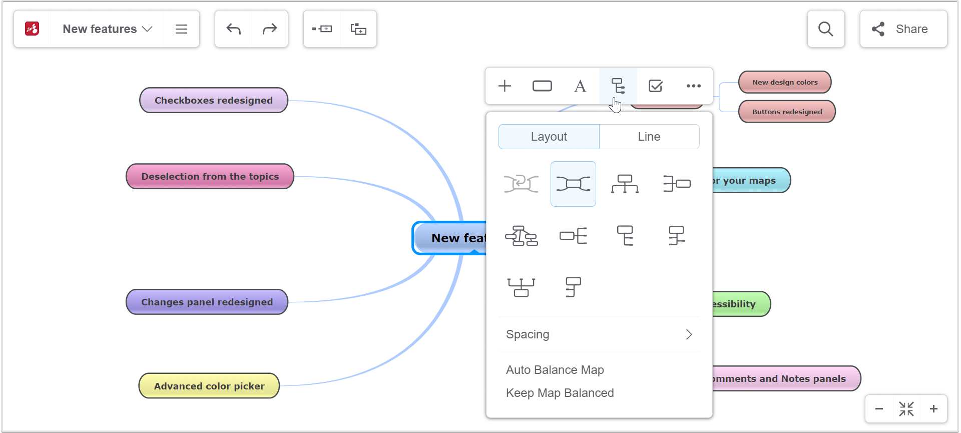 Layout and lines customization tab