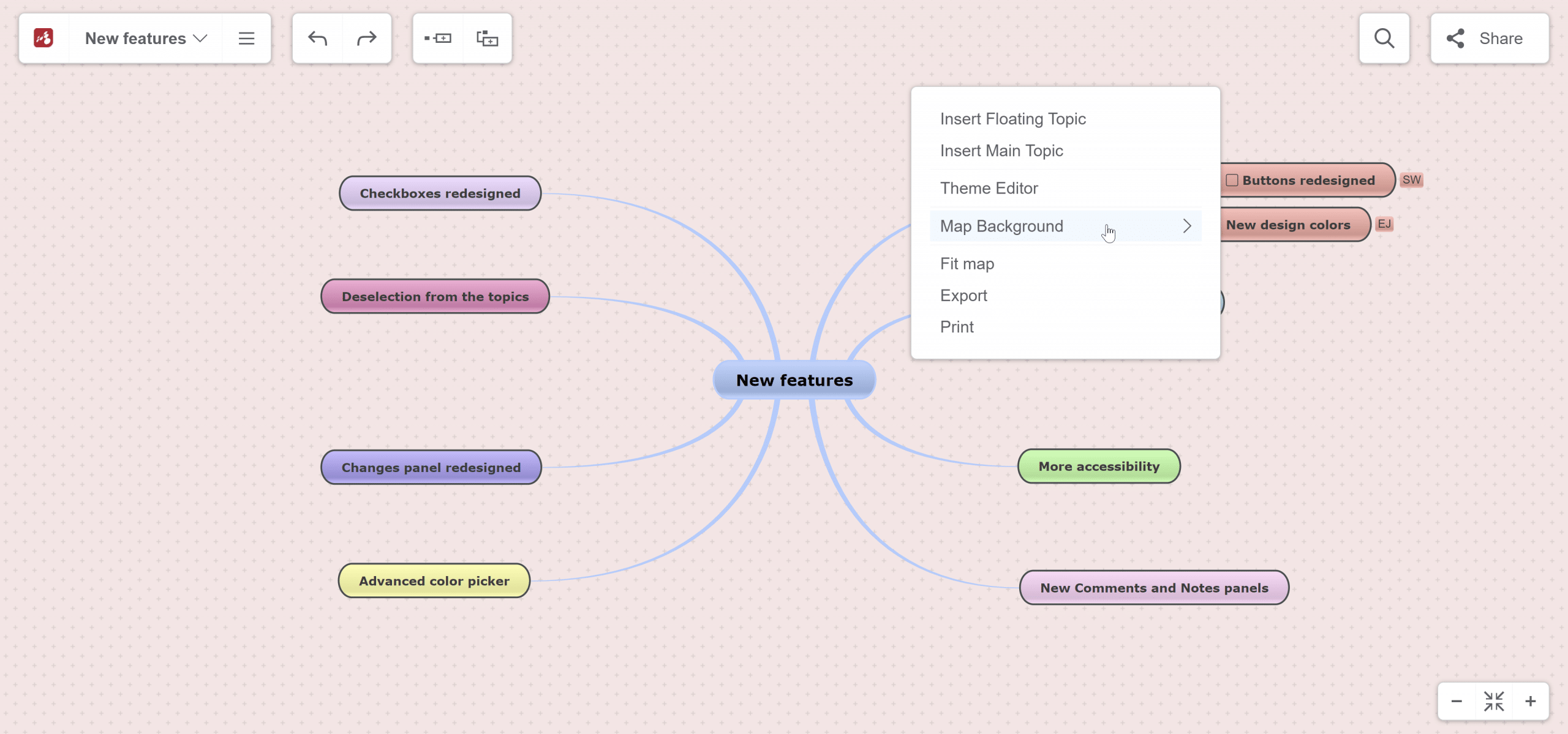 Mind map background change