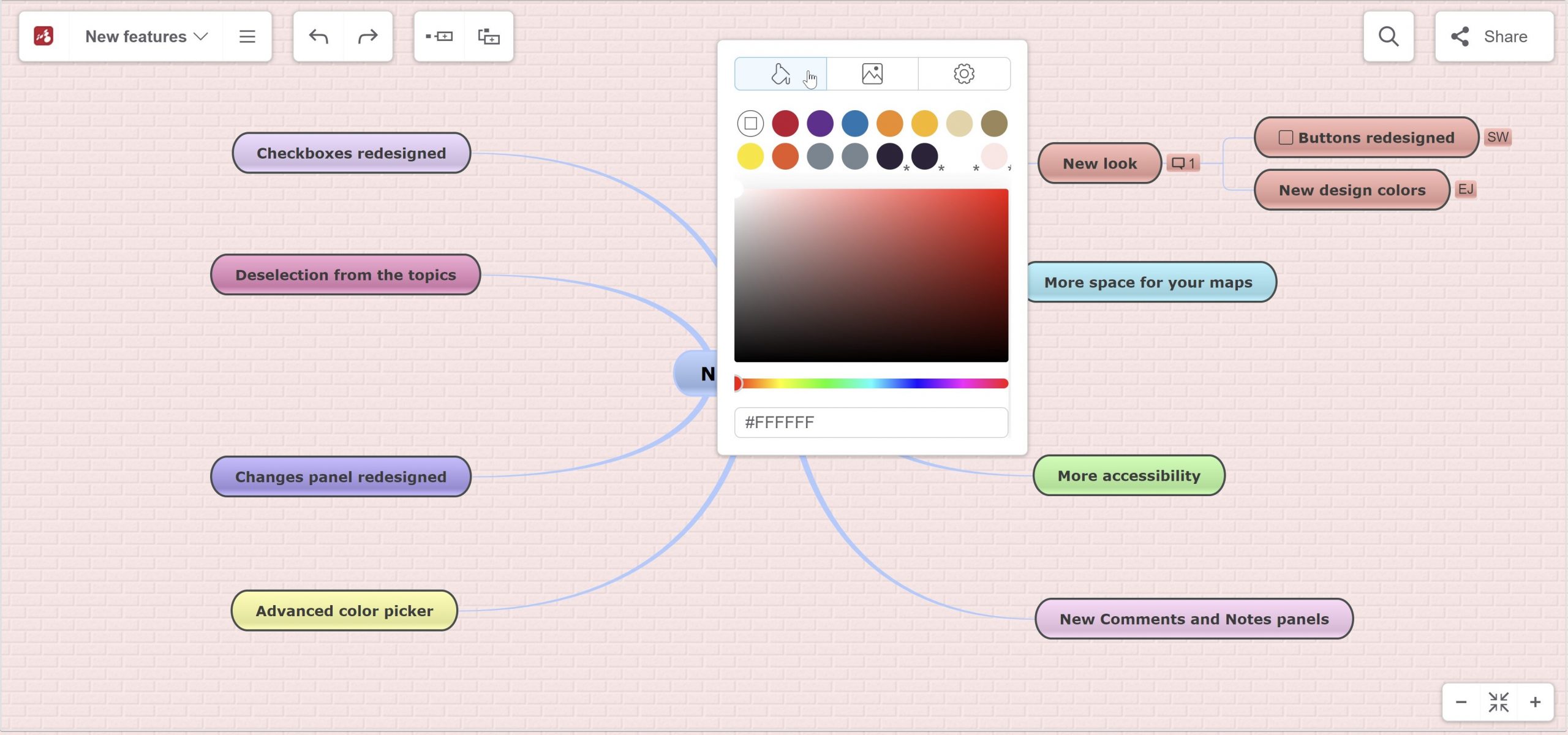 background color picker for your mind map