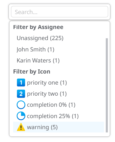 Mindomo feature - filtering by icon