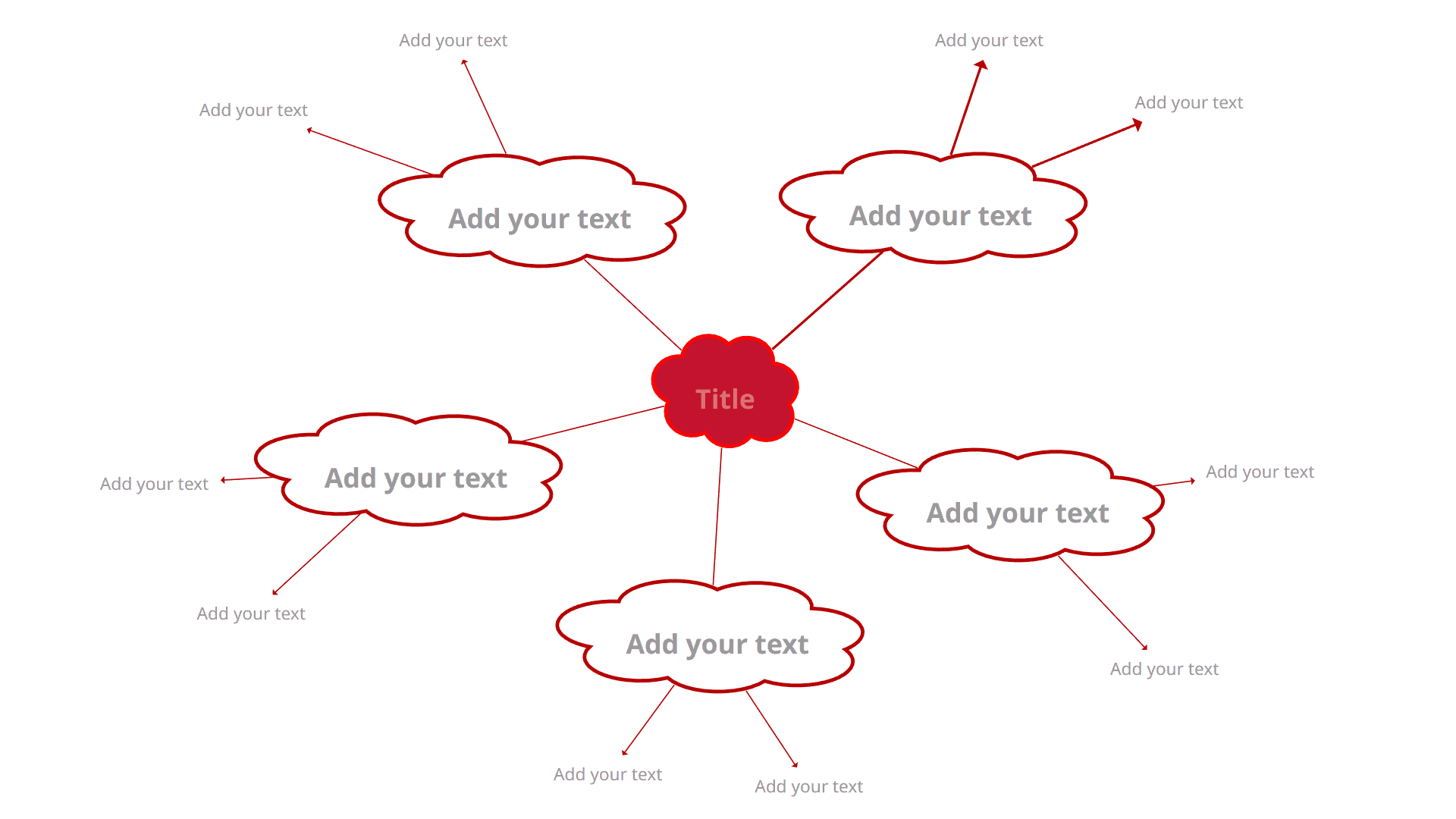 Red clouds brainstorming tool template