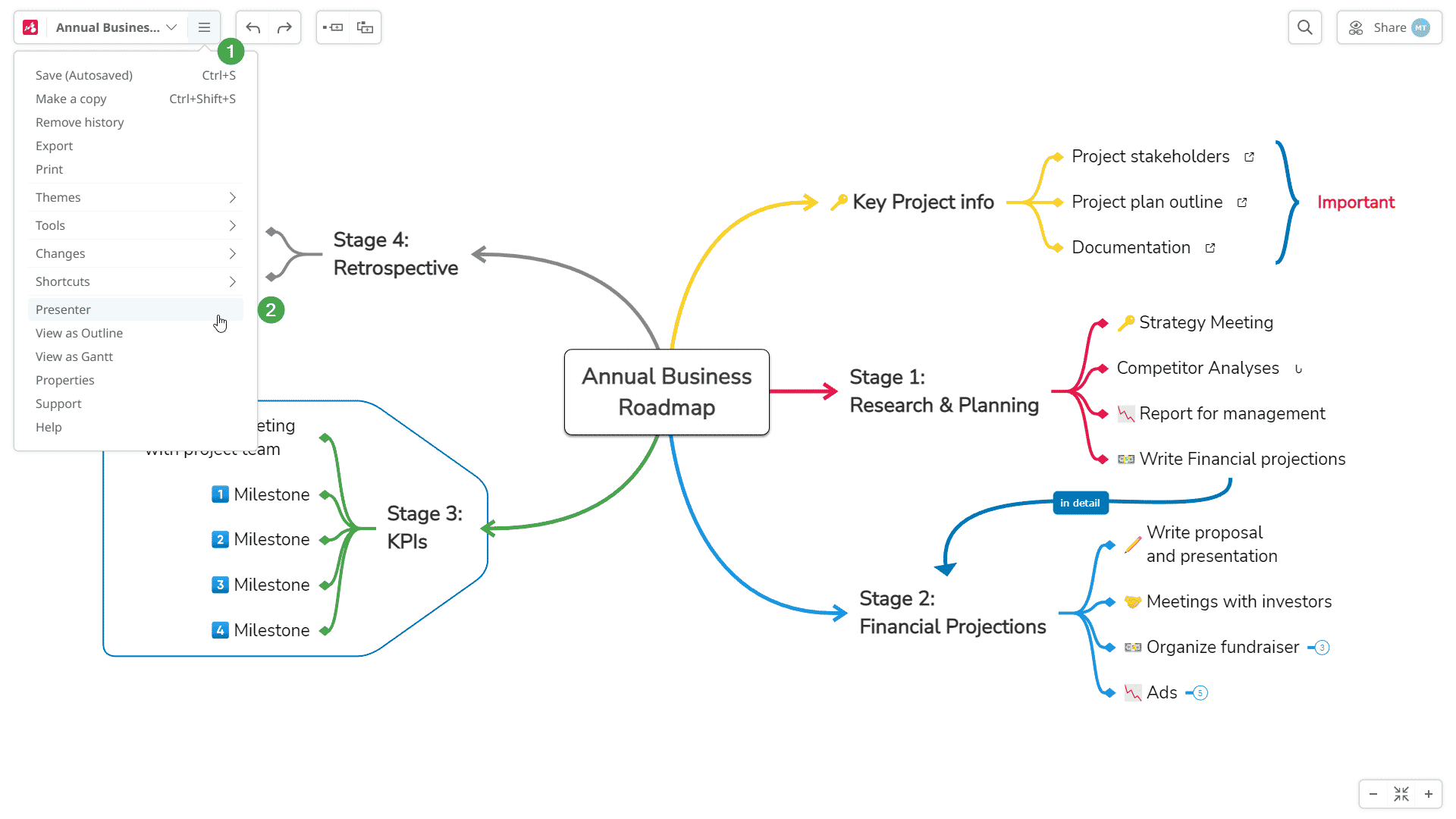 Step 3 - how to create a mind map presentation