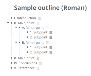 roman numeral sample outline