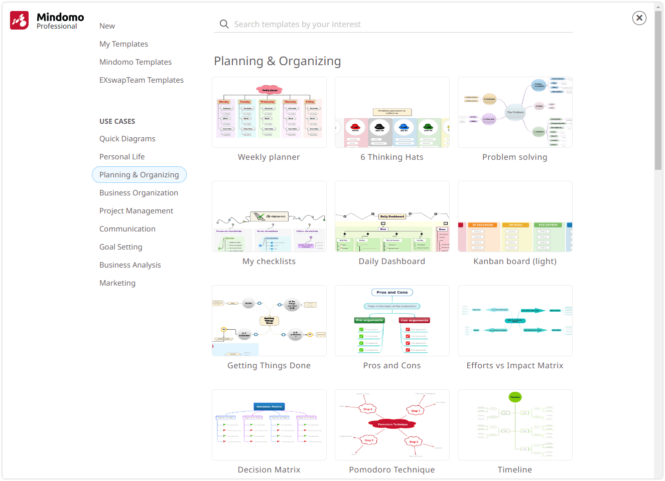 Mindomo gallery of graphic organizer templates