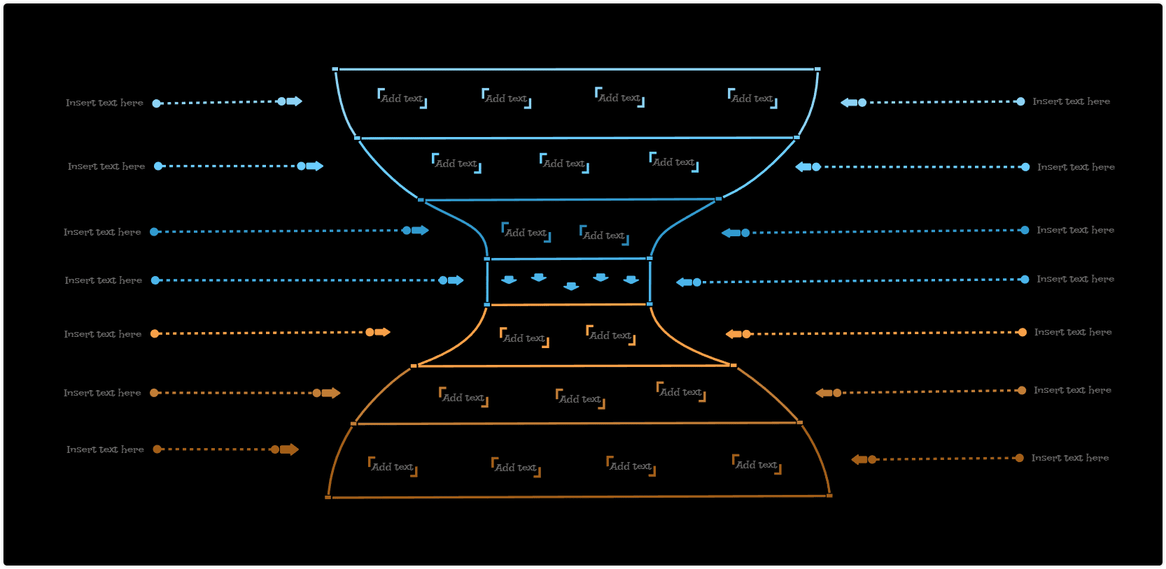 hourglass funnel diagram template dark