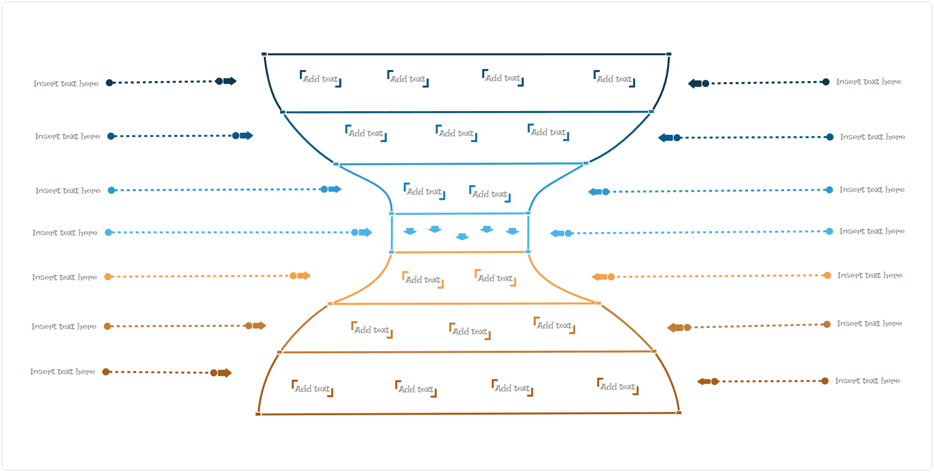 hourglass funnel diagram template light