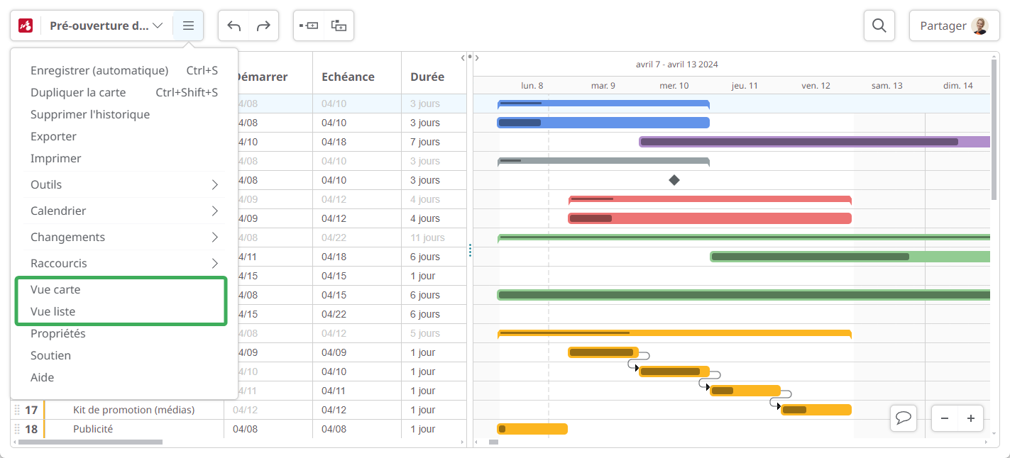 logiciel de diagramme de gantt