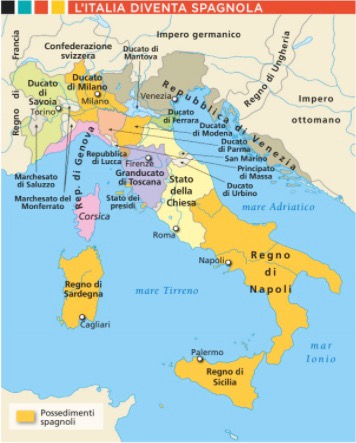 1559 - Pace di Cateau Cambresis aveva determinato il predominio spagnolo sull'Italia, perché controllava i regni di Sardegna,