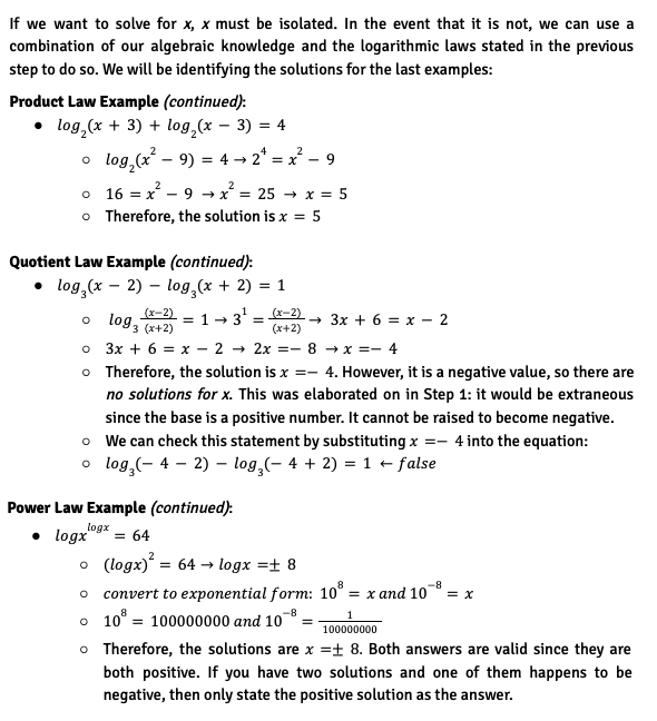 How to solve logarithmic equations mind map