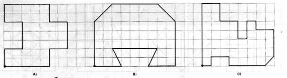 Lamina N° 6: Trazos I.- primero cuadricular con lineas guia (lapiz 3H) de 10mm de separacion, luego dibujar las figuras con l