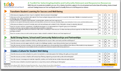 A toolkit for selecting equitable and culturally relevant and responsive resources