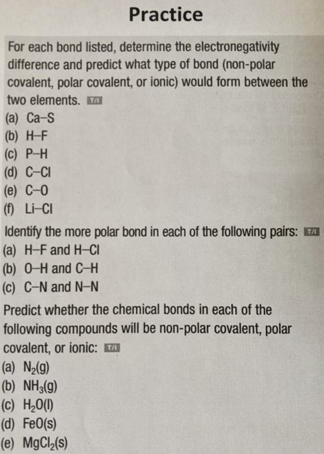 Ionic, Polar Covalent or Non-Polar Covalent?