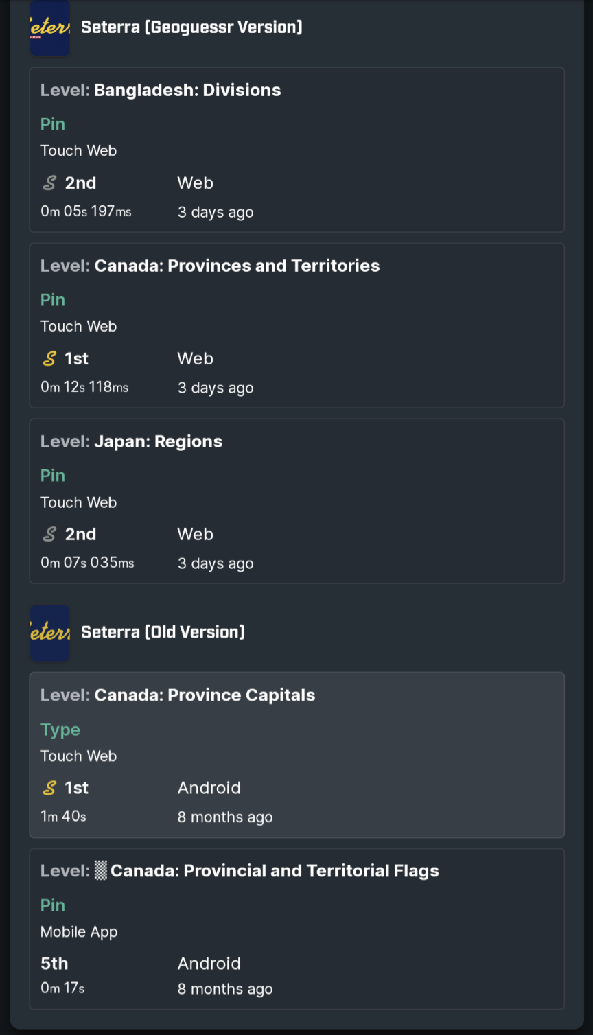 Geography
Geoguessr, Seterra, Jetpunk