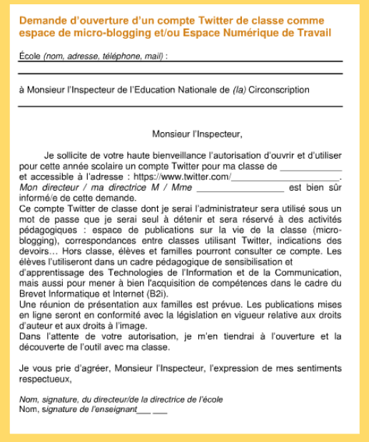 Demande d'ouverture de compte twitter