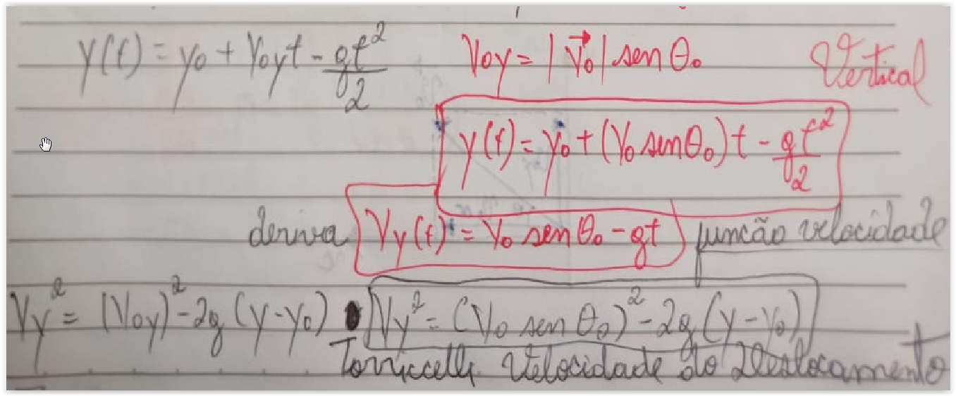 Para um Projétil, a aceleração é vertical e constante apontando o vetor -j para baixo