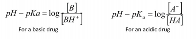 rearraged for a third time gives us these equations we can use to find the ratio of ionized to unionized molecules