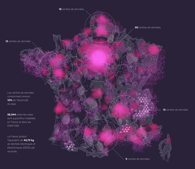Carte de France des data centers