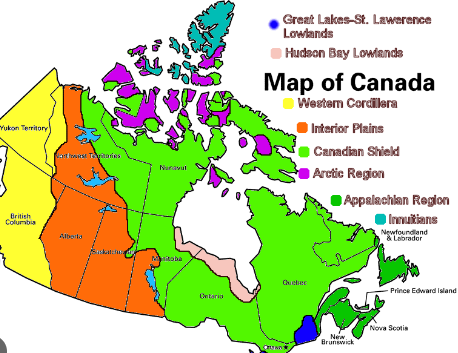 Map Of All The Landform Regions Of Canada