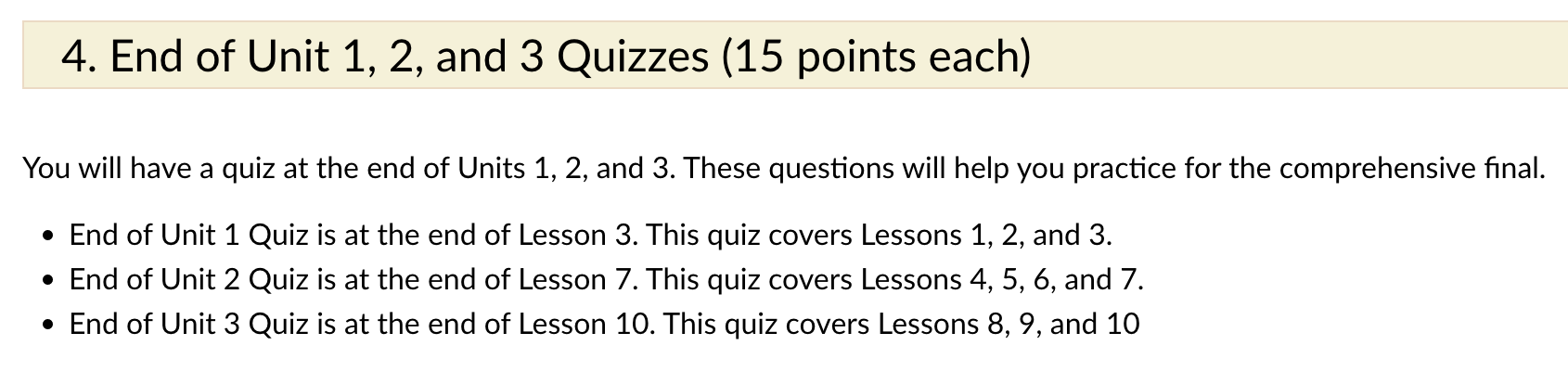 Quizzes