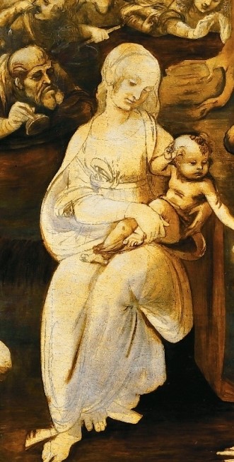 la VERGINE ed il BAMBINO sono posti al centro, questa volta all'aperto