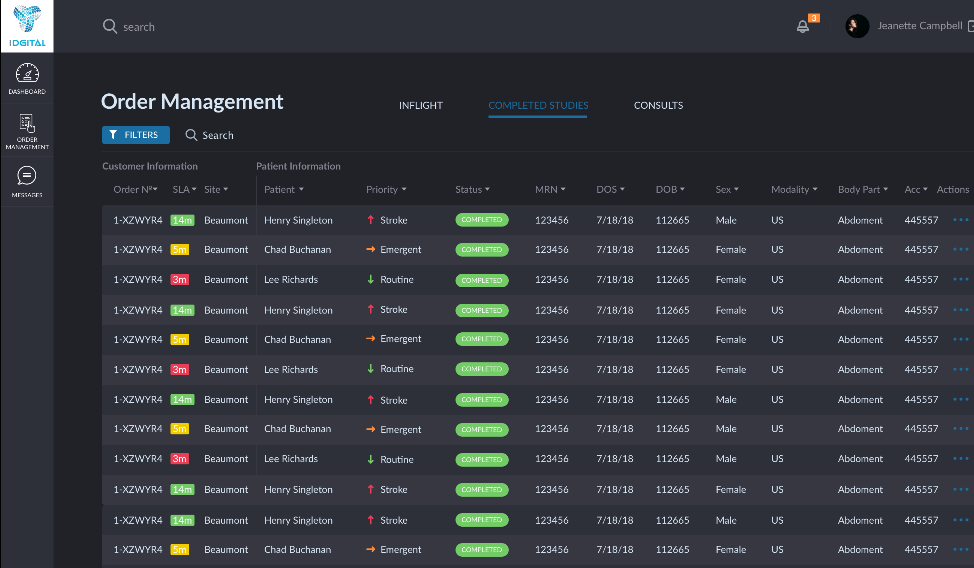 Order management page