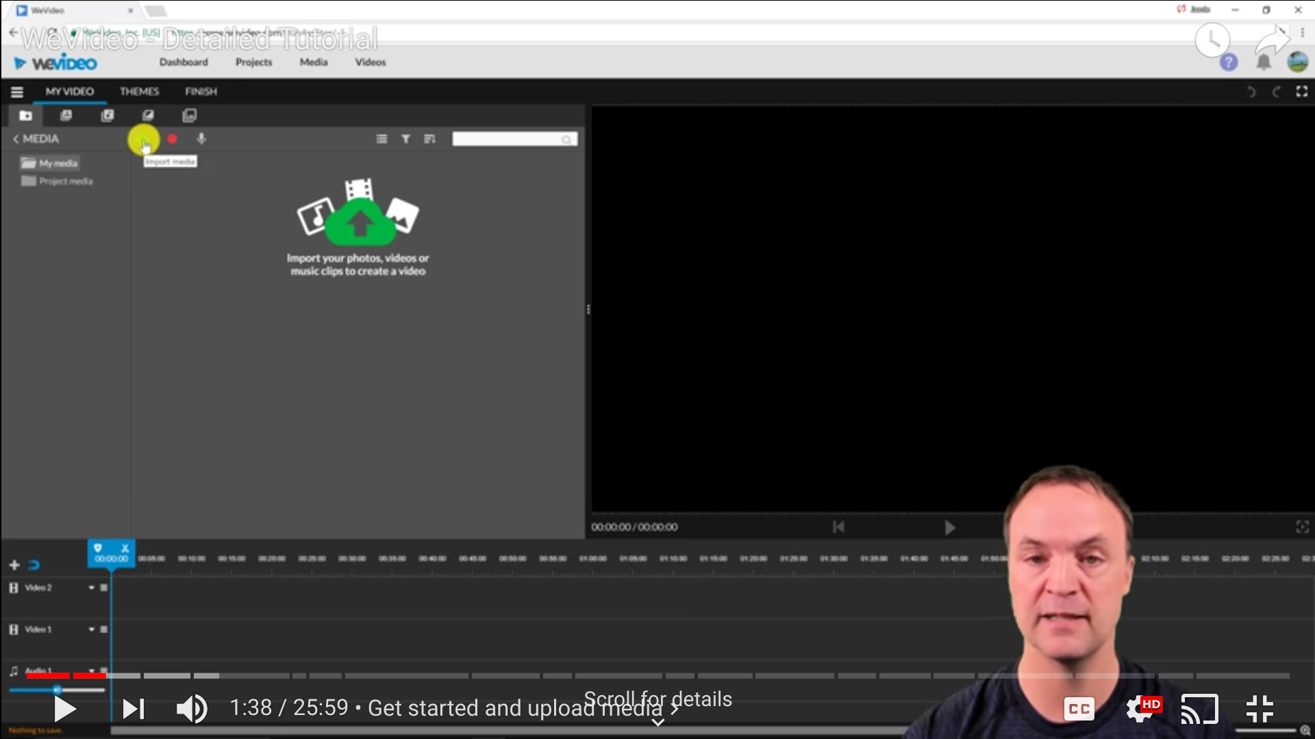 This is a screenshot of the screen you will see when you click the green arrow to upload a video.