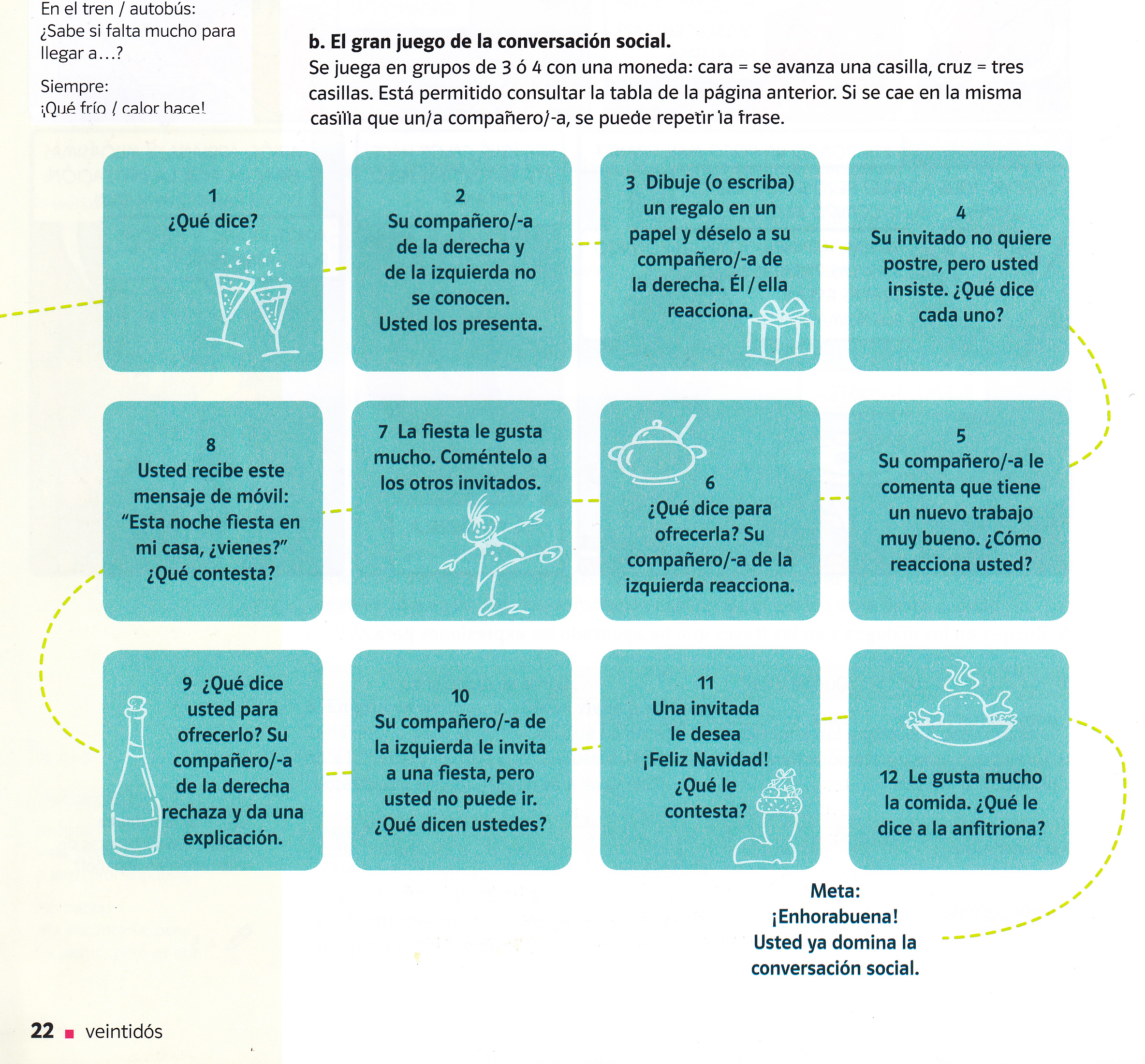 Como parte de los elementos lúdicos
esta unidad propone un juego llamado:
"El gran juego de la conversación"