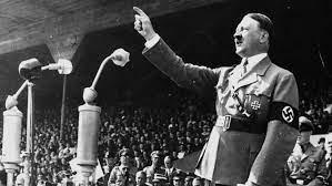Hitler making a speech in a bar