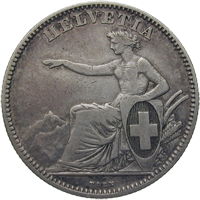 Swiss Confederation, 2 Francs
             1860 A.D.