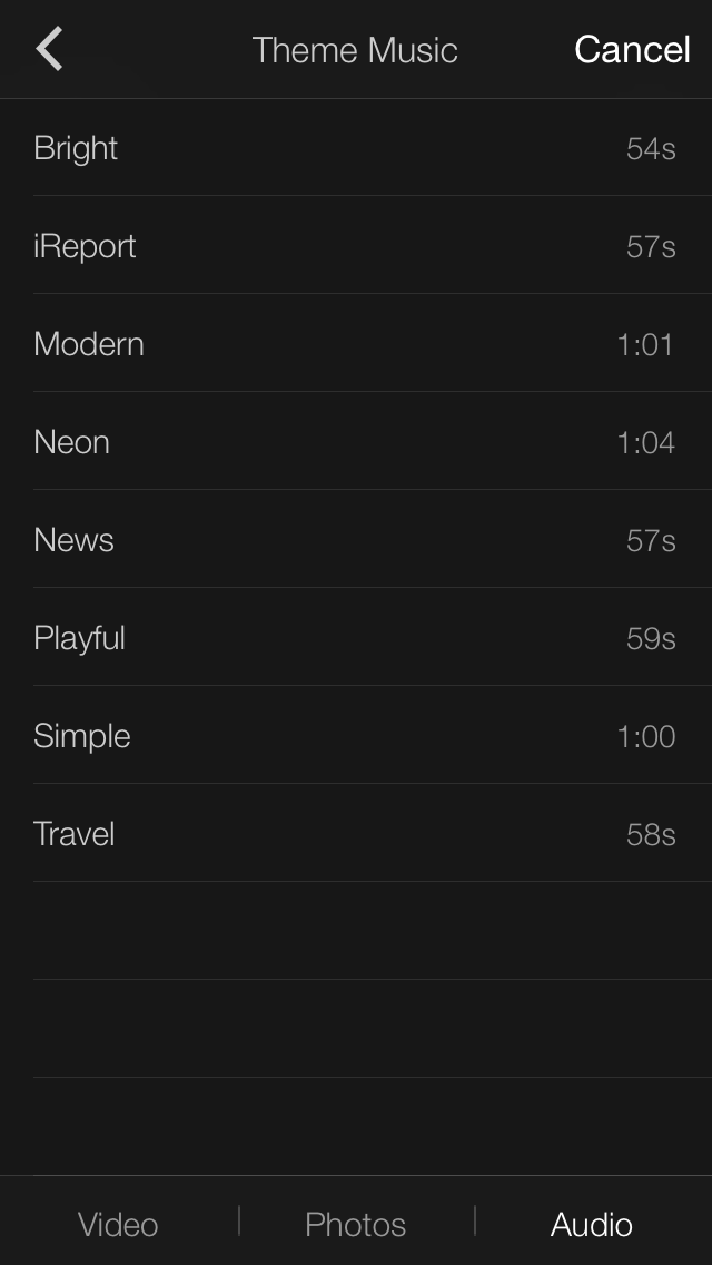Select a category and choose a song to play as background music.