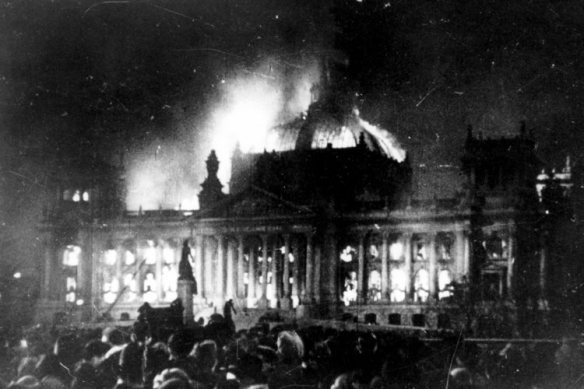 It was the Reichstag Fire, which led to the Enabling Act's journey. This film shows how the Reichstag Fire disaster was used 