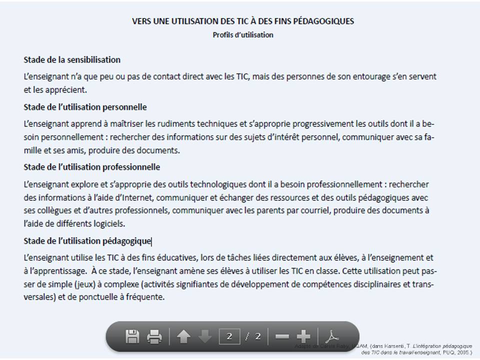 Vers une utilisation pédagogique des TIC