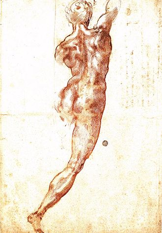 il cartone ricerca i valori plastici e il rilievo attraverso l'uso del chiaroscuro