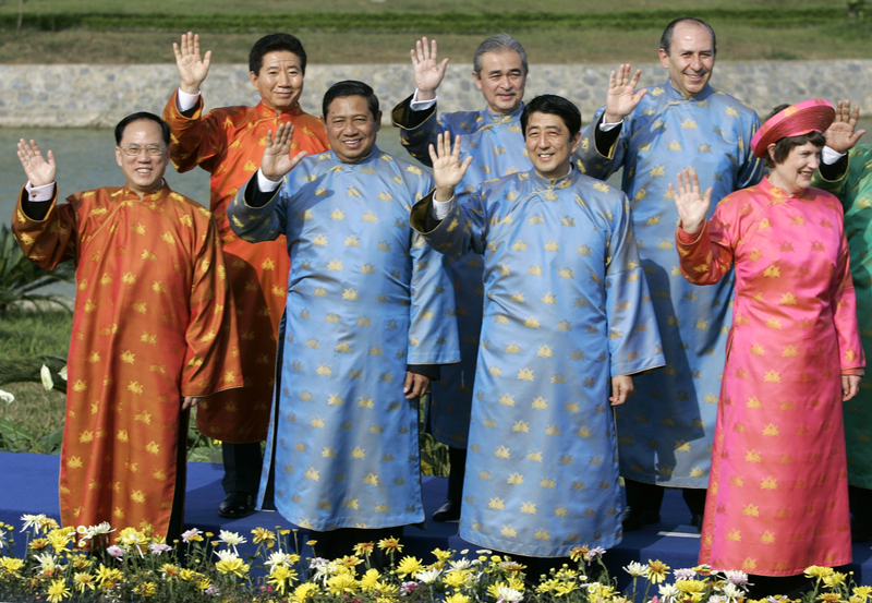 most (but not all) summits had a special tradition--- the attending leaders dressing in a national costume of the host countr