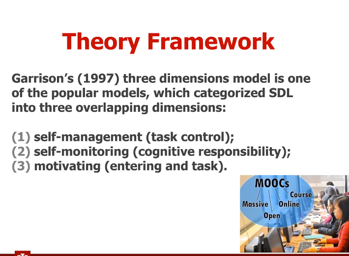 Garrison's (1997) 
three dimension model
(lecture slides, 11/13/18)
