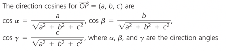 - In order to find this, the projection of x,y,z of the direction vector must be placed onto each axis by the unit vector tha