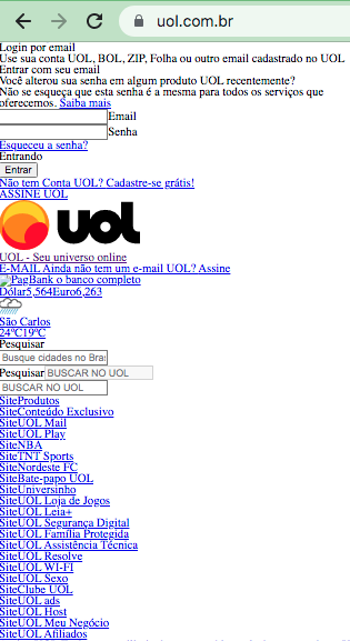 menus uol sem formatação css
