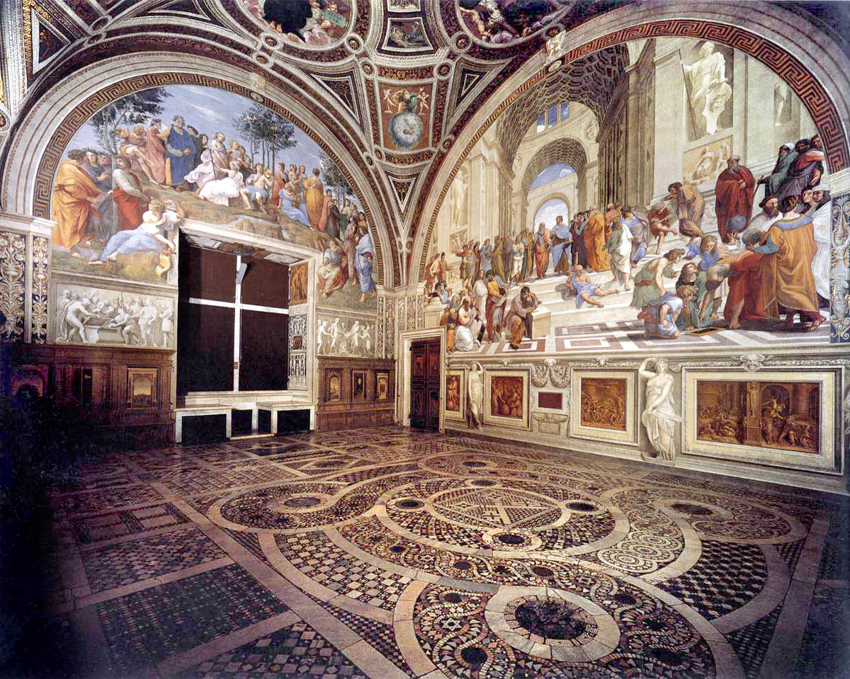 STANZE VATICANE
le stanze vaticane sono state commissionate da Giulio II a Raffaello. L'artista inizia a dipingere, servendos