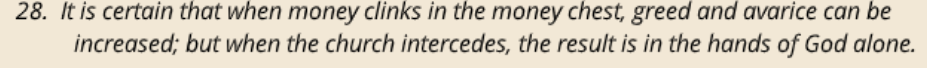 Fails to explain *why* the Catholic Church is so greedy
