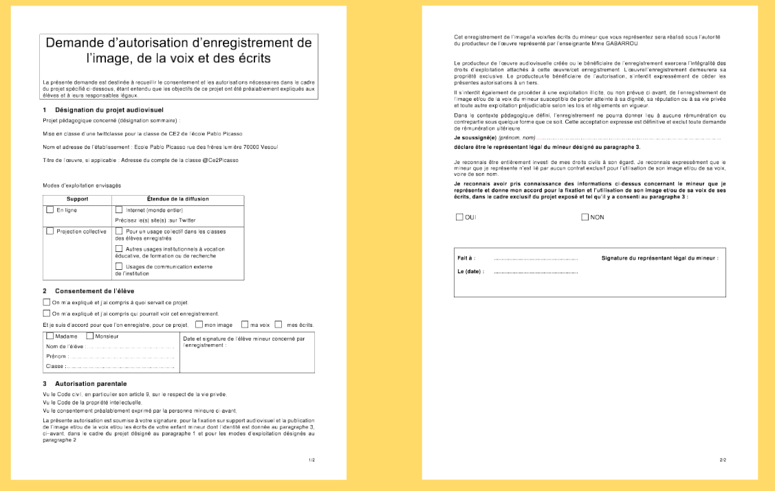 Demande d'autorisations
