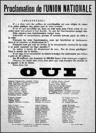 Potential Artifact (Physical):
A poster from the Union Nationale, a political party created in the late 1930's in Quebec.