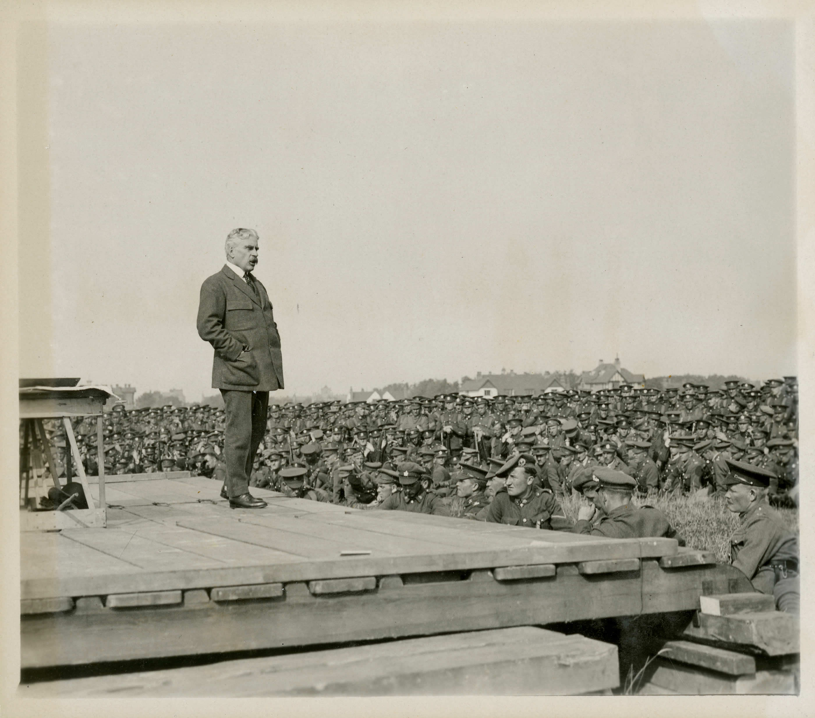 Potential Artifact (Visual):
A picture of Borden speaking to Canadians Troops in Seaford on August 11th, 1918, which shows hi